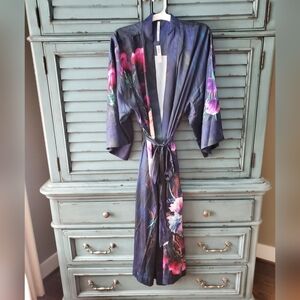Soma Floral Satin Kimono Robe